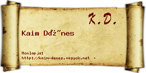 Kaim Dénes névjegykártya